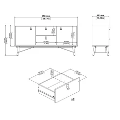 Credenza Dsavold, 40x150 h72 cm, Nero e Noce<Dmora Store