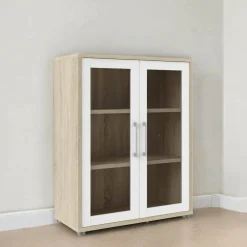 Credenza Dsupryah, 89x40 h113 cm, Quercia e Bianco<Dmora Flash Sale