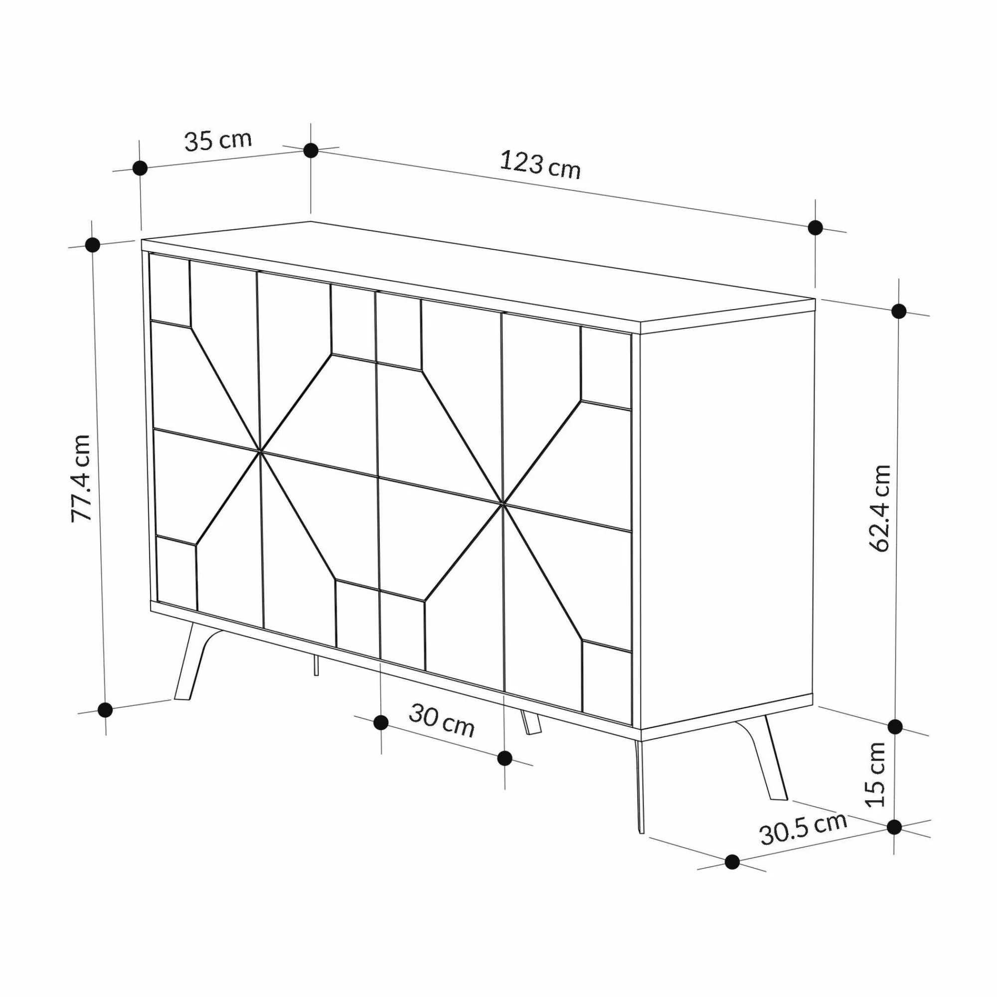 Credenza Earl, 123x35 h62 cm,<Dmora Shop