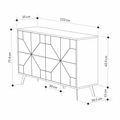 Credenza Earl, 123x35 h62 cm,<Dmora Cheap