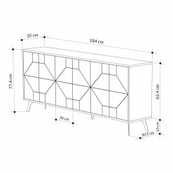 Credenza Earl, 184x35 h77 cm,<Dmora Clearance