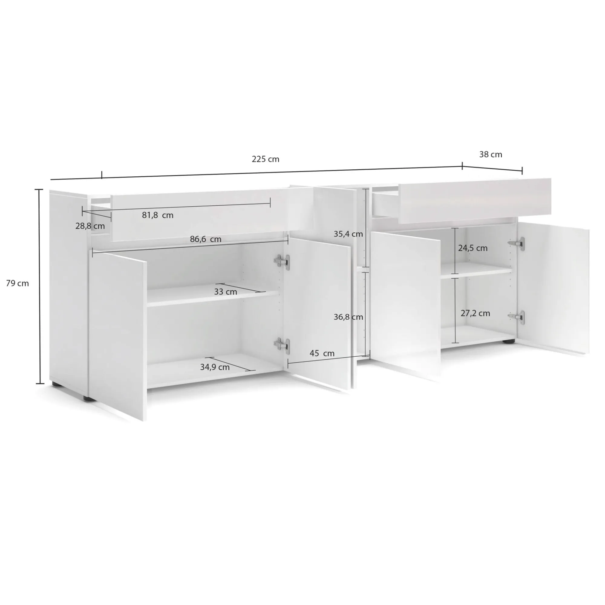 Credenza Elenia, 225x38h79 cm,<Dmora Clearance