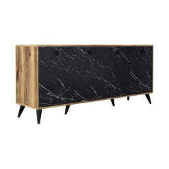 Credenza Ernie, 180x45 h80 cm, Noce e Grigio<Dmora Discount