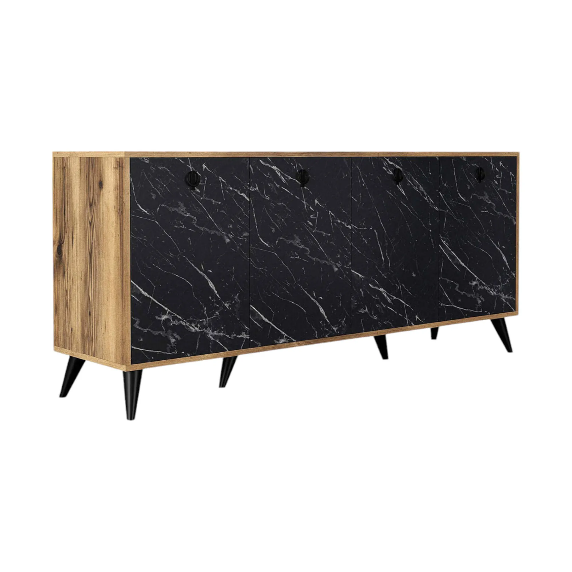 Credenza Ernie, 180x45 h80 cm, Noce e Grigio<Dmora Discount