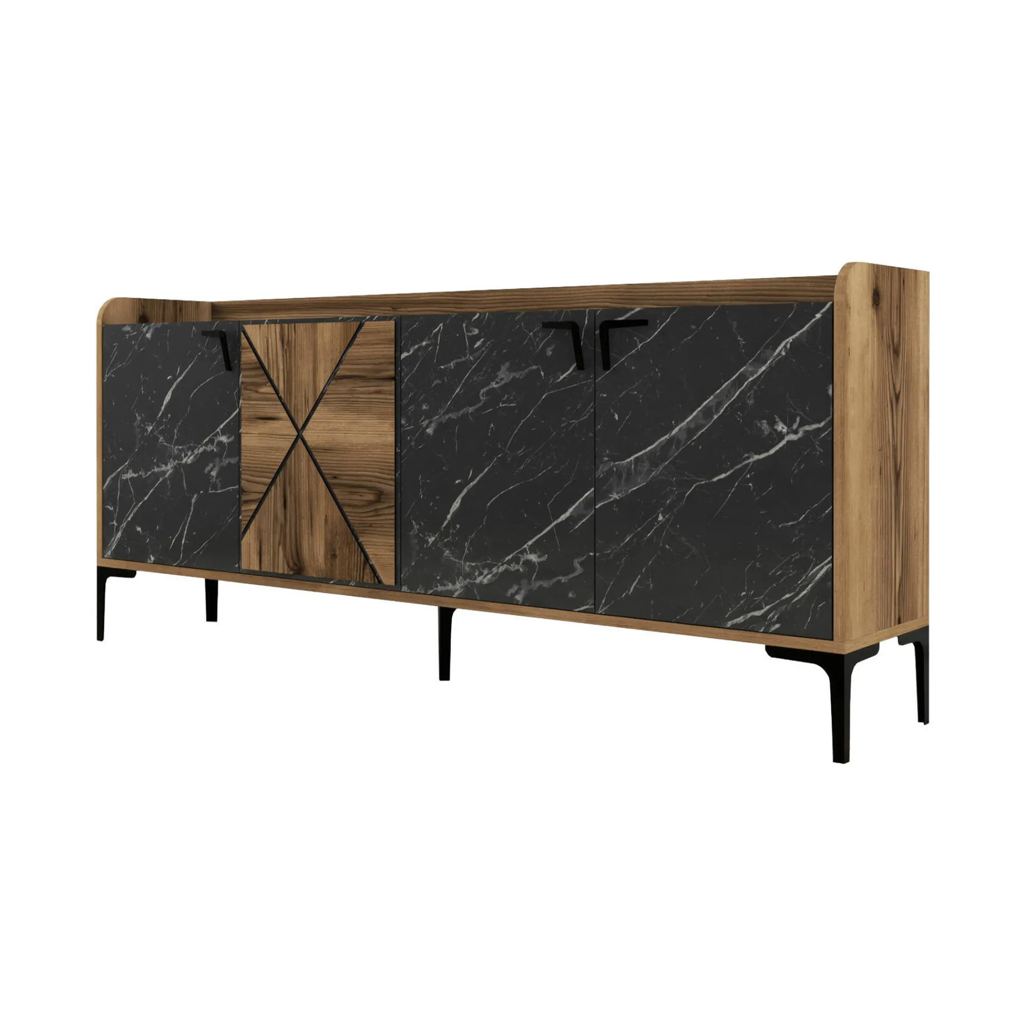 Credenza Fay, 180x35 h79 cm, Noce e Nero<Dmora Hot