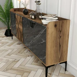 Credenza Fay, 180x35 h79 cm, Noce e Nero<Dmora Hot
