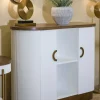 Credenza Ferrule, 121x41 h90 cm, Bianco e Marrone<Dmora Shop