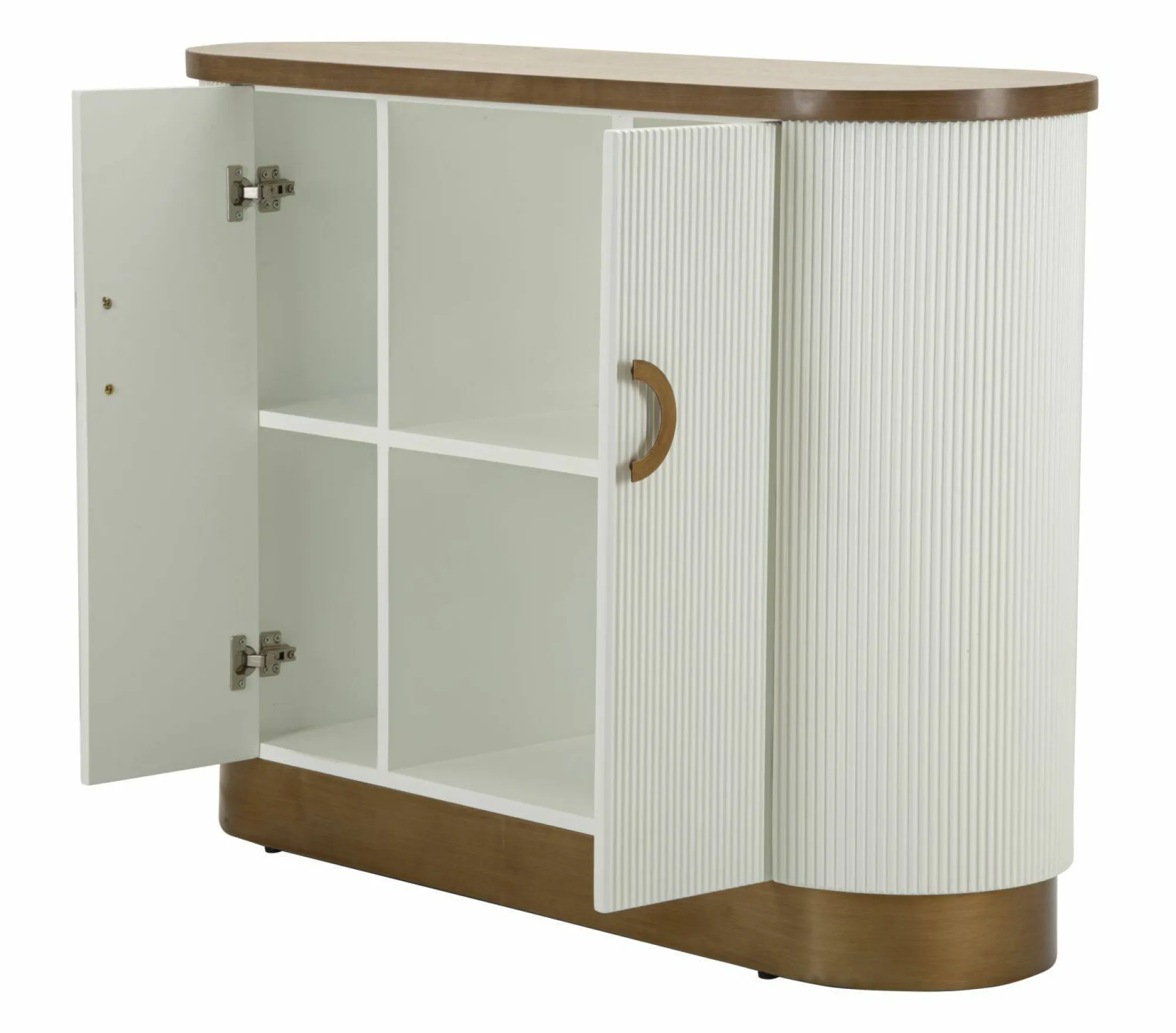 Credenza Ferrule, 121x41 h90 cm, Bianco e Marrone<Dmora Shop