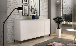Credenza Filomena, 184x40h90 cm, Bianco lucido e Antracite<Dmora Clearance