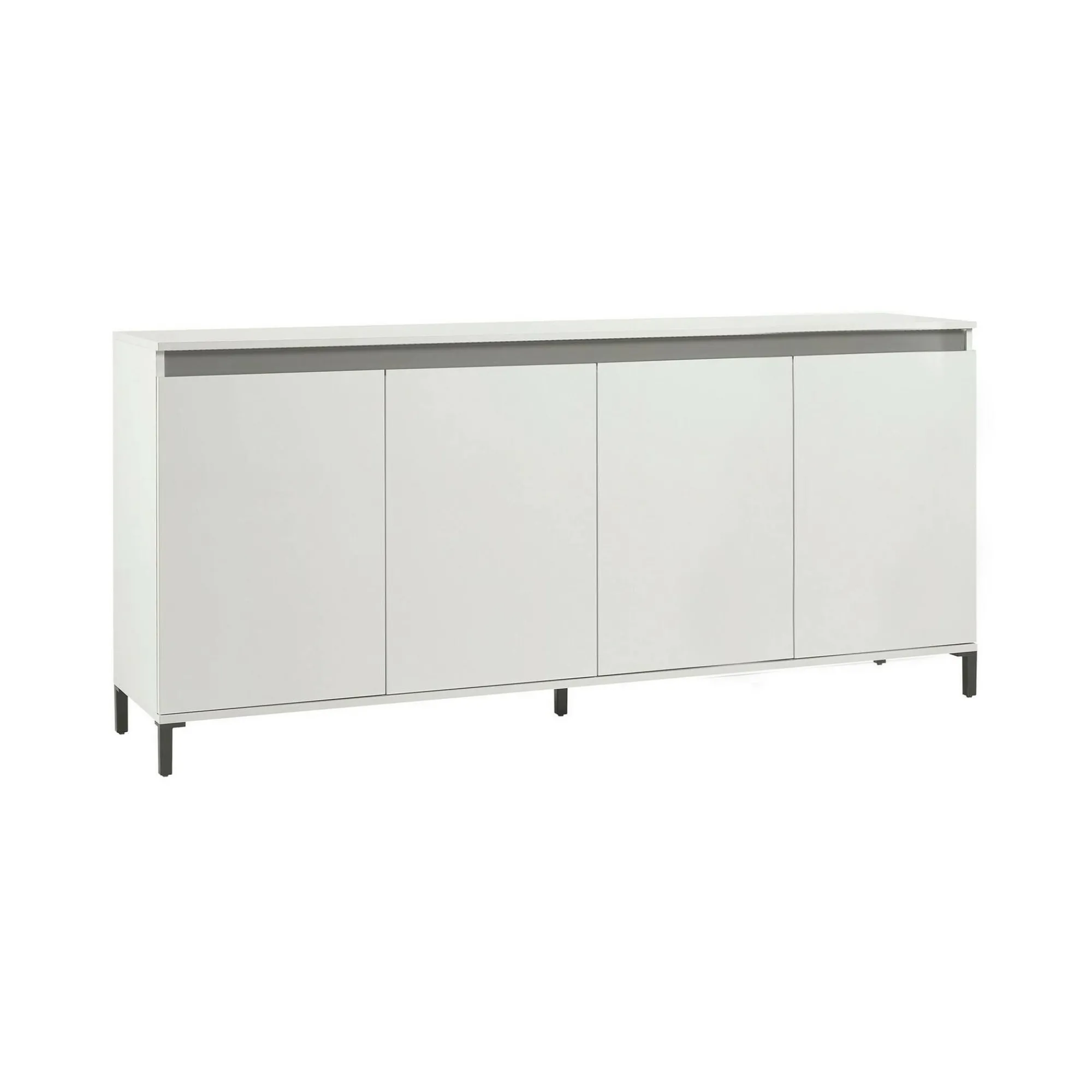 Credenza Filomena, 184x40h90 cm, Bianco lucido e Antracite<Dmora Clearance