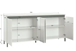 Credenza Filomena, 184x40h90 cm, Bianco lucido e Antracite<Dmora Clearance