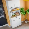 Credenza Florent, 72x40 h185 cm, Bianco e Rovere<Dmora Best