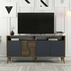 Credenza Garigliano, 160x35h79 cm, Noce e Antracite<Dmora Hot