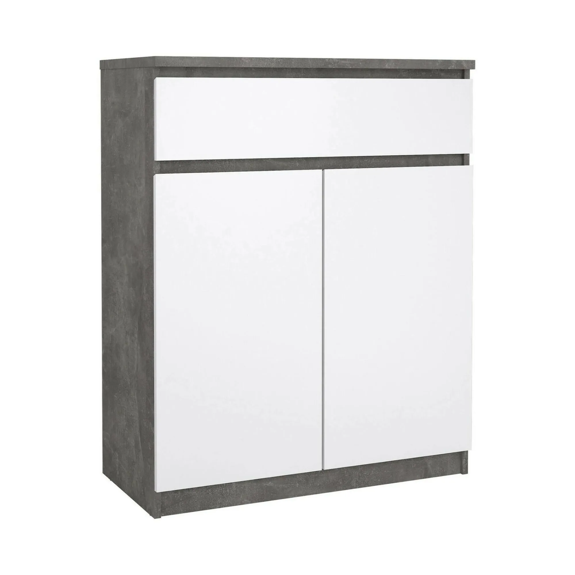 Credenza Genziana, 40x80 h100 cm, Cemento e Bianco<Dmora Store