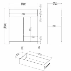 Credenza Genziana, 40x80 h100 cm, Cemento e Bianco<Dmora Store