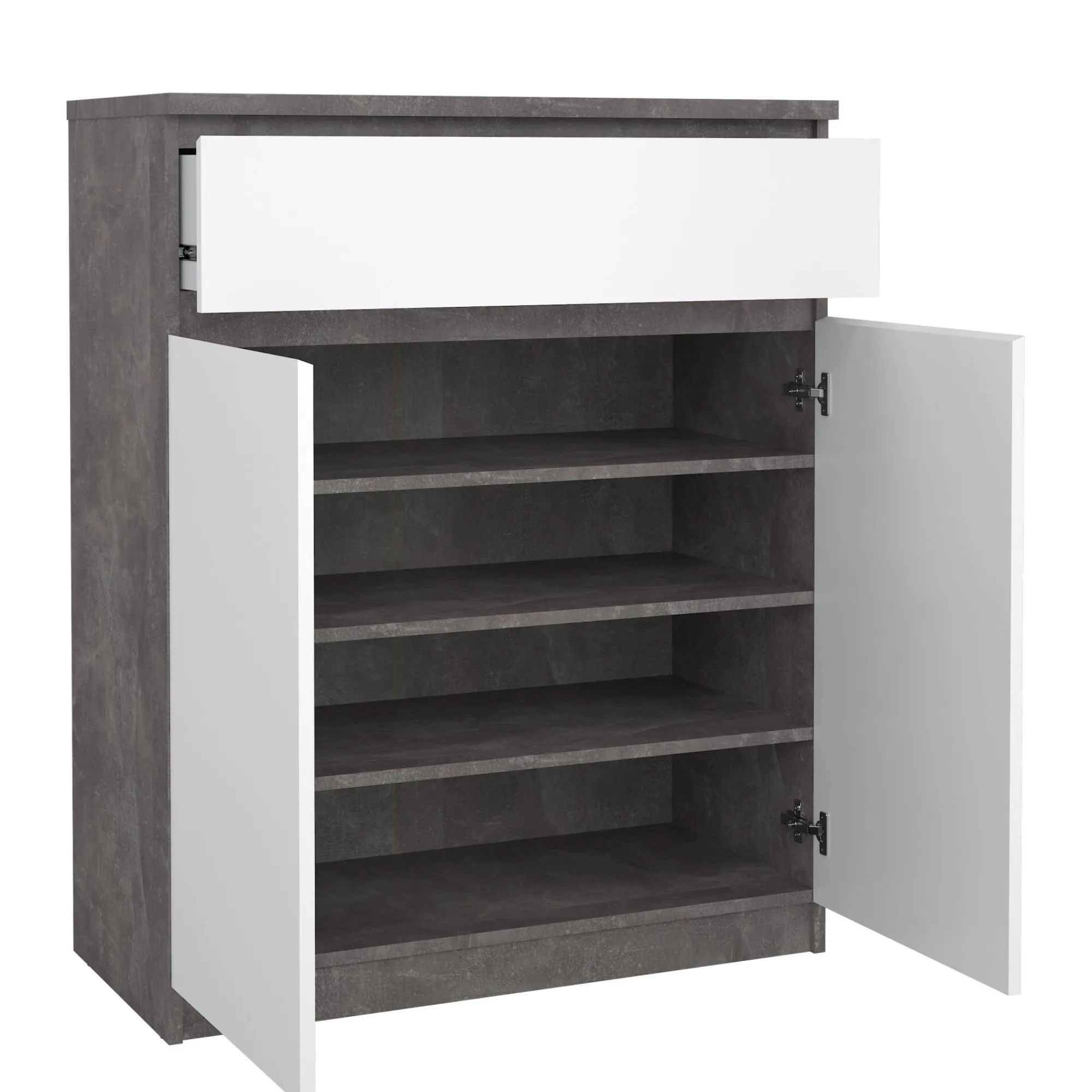 Credenza Genziana, 40x80 h100 cm, Cemento e Bianco<Dmora Store