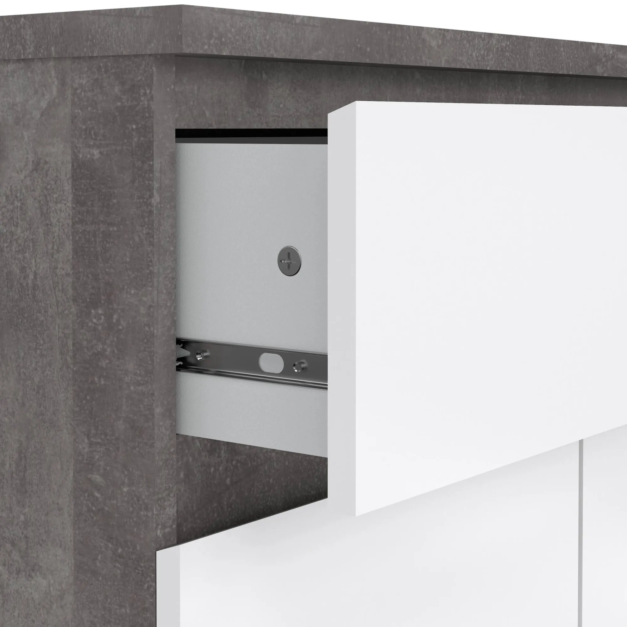 Credenza Genziana, 40x80 h100 cm, Cemento e Bianco<Dmora Store