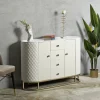 Credenza Grotte, 120x40 h85 cm, Bianco e Oro<Dmora Sale