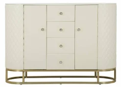 Credenza Grotte, 120x40 h85 cm, Bianco e Oro<Dmora Sale