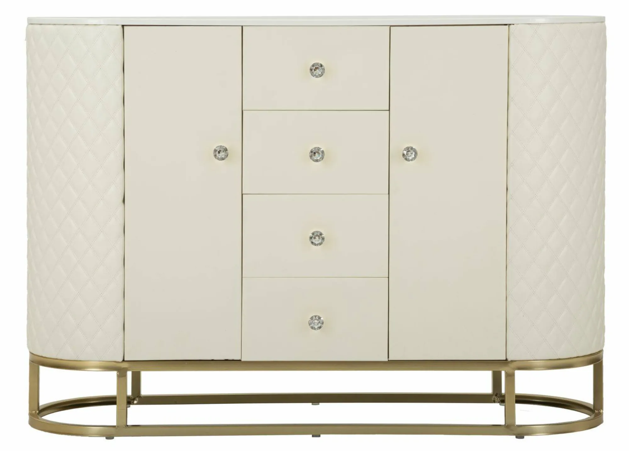 Credenza Grotte, 120x40 h85 cm, Bianco e Oro<Dmora Sale
