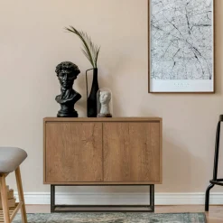 Credenza Indiano, 90x36h72 cm, Noce e Nero<Dmora Online