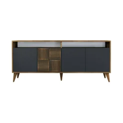 Credenza Jole, 180x35h79 cm, Noce e Antracite<Dmora Outlet