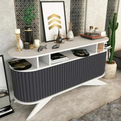 Credenza Joy, 150x43h75 cm, Bianco e Antracite<Dmora Hot