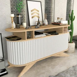 Credenza Joy, 150x43h75 cm, Quercia e Bianco<Dmora Fashion