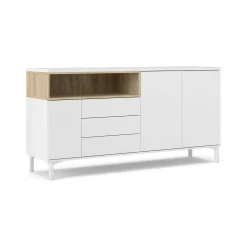 Credenza Julie, 48x176 h90 cm, Bianco e Quercia<Dmora Outlet
