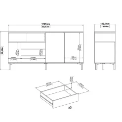 Credenza Julie, 48x176 h90 cm, Bianco e Quercia<Dmora Outlet