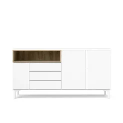 Credenza Julie, 48x176 h90 cm, Bianco e Quercia<Dmora Outlet