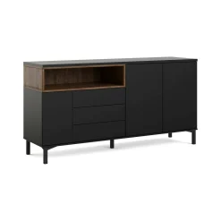 Credenza Julie, 48x176 h90 cm, Nero e Noce<Dmora Hot