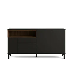 Credenza Julie, 48x176 h90 cm, Nero e Noce<Dmora Hot