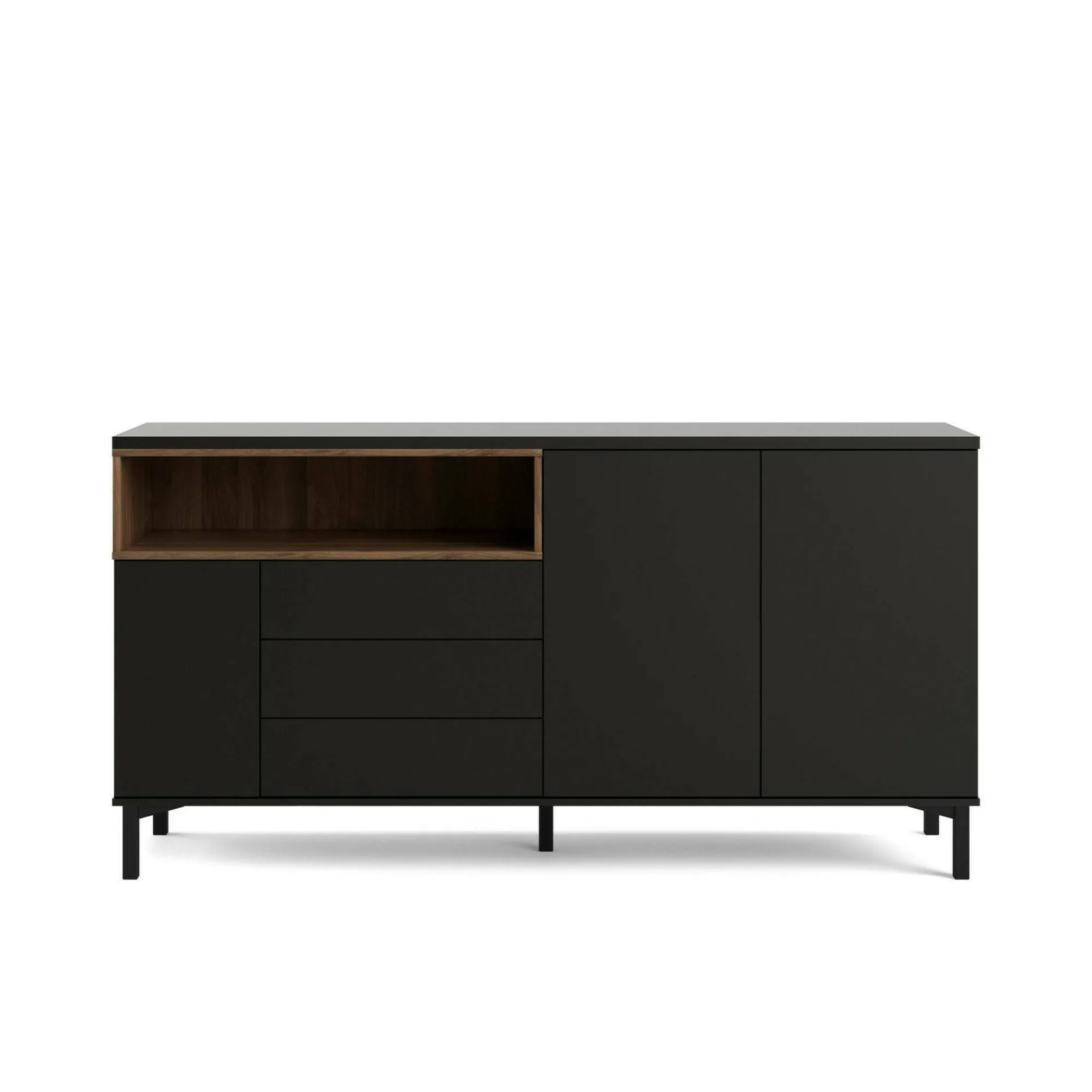 Credenza Julie, 48x176 h90 cm, Nero e Noce<Dmora Hot