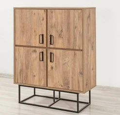 Credenza Katmandu, 93x36h115 cm, Quercia e Nero<Dmora New