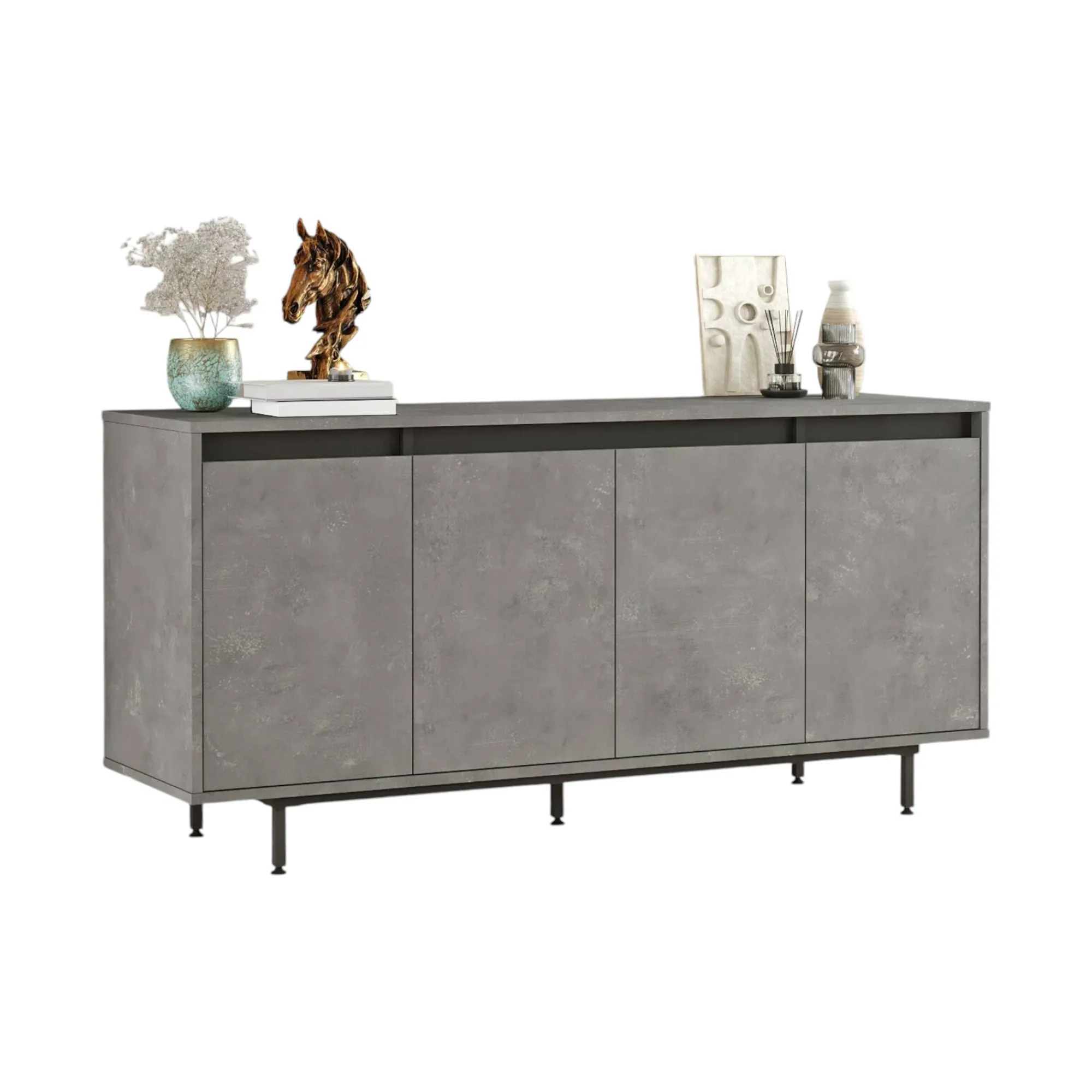 Credenza Kay, 160x45 h76 cm, Grigio e Nero<Dmora Best Sale