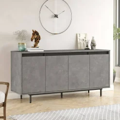 Credenza Kay, 160x45 h76 cm, Grigio e Nero<Dmora Best Sale