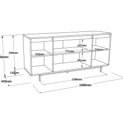 Credenza Kay, 160x45 h76 cm, Quercia e Nero<Dmora New