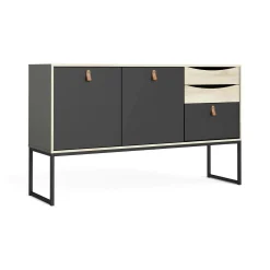 Credenza Khan, 40x147 h87 cm, Nero e Quercia<Dmora Flash Sale