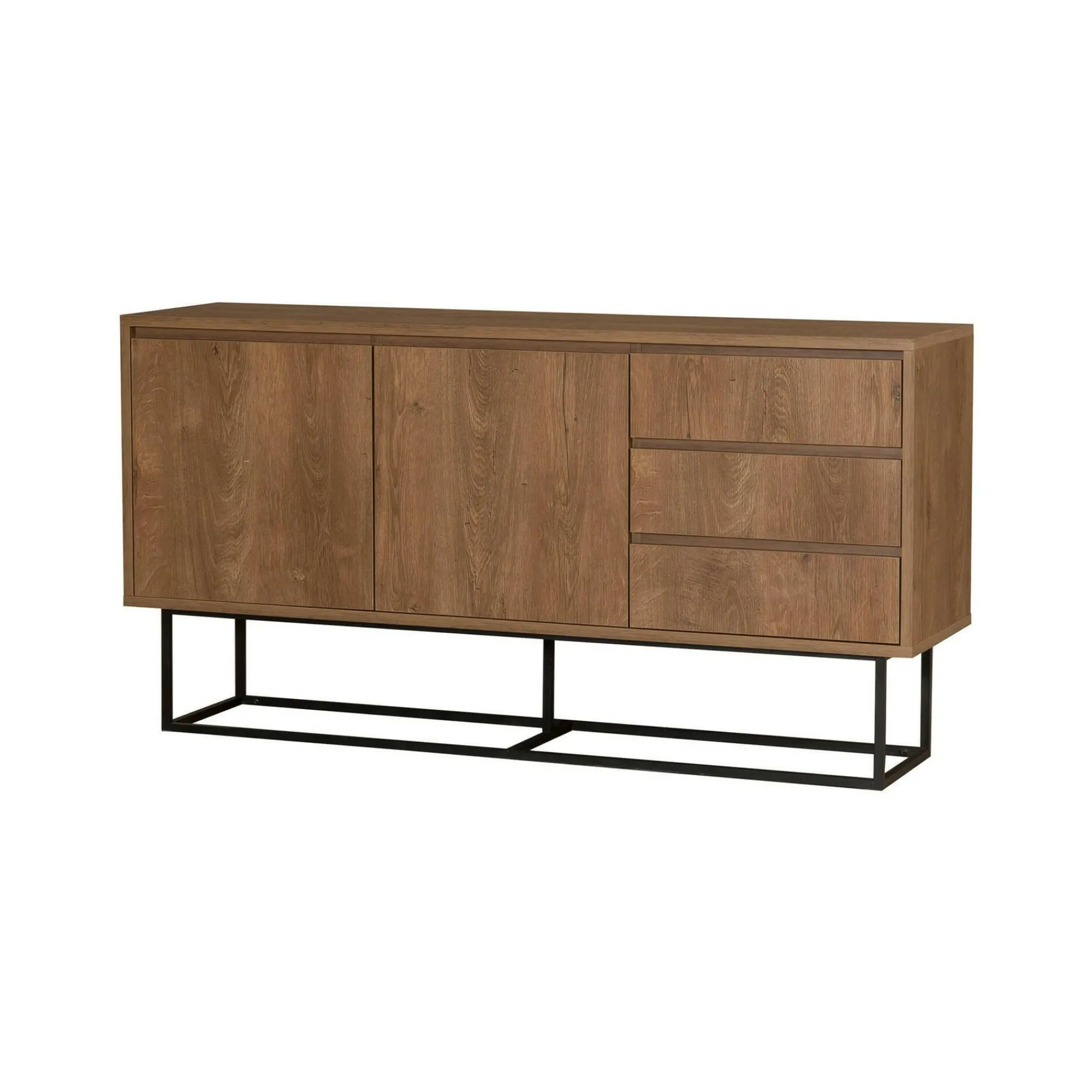 Credenza Kuwait, 140x36h72 cm, Noce e Nero<Dmora Best Sale