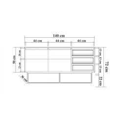 Credenza Kuwait, 140x36h72 cm, Noce e Nero<Dmora Best Sale
