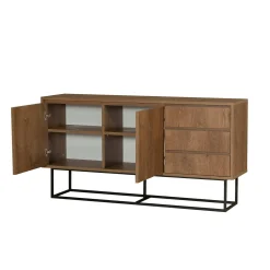 Credenza Kuwait, 140x36h72 cm, Noce e Nero<Dmora Best Sale