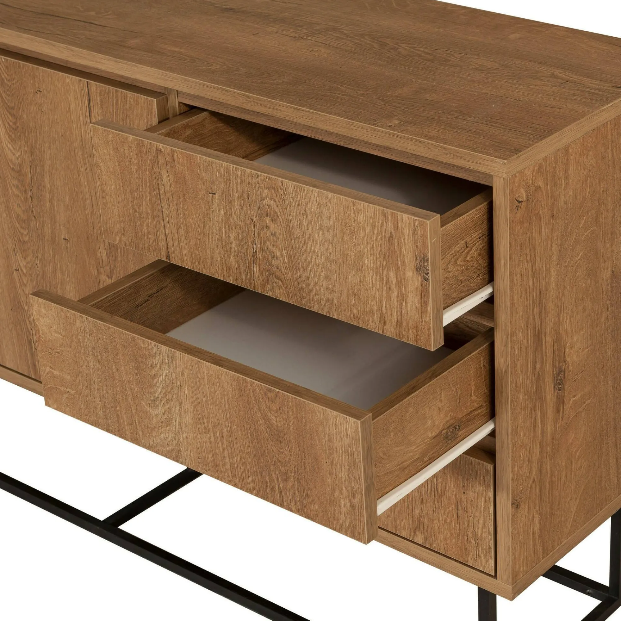 Credenza Kuwait, 140x36h72 cm, Noce e Nero<Dmora Best Sale