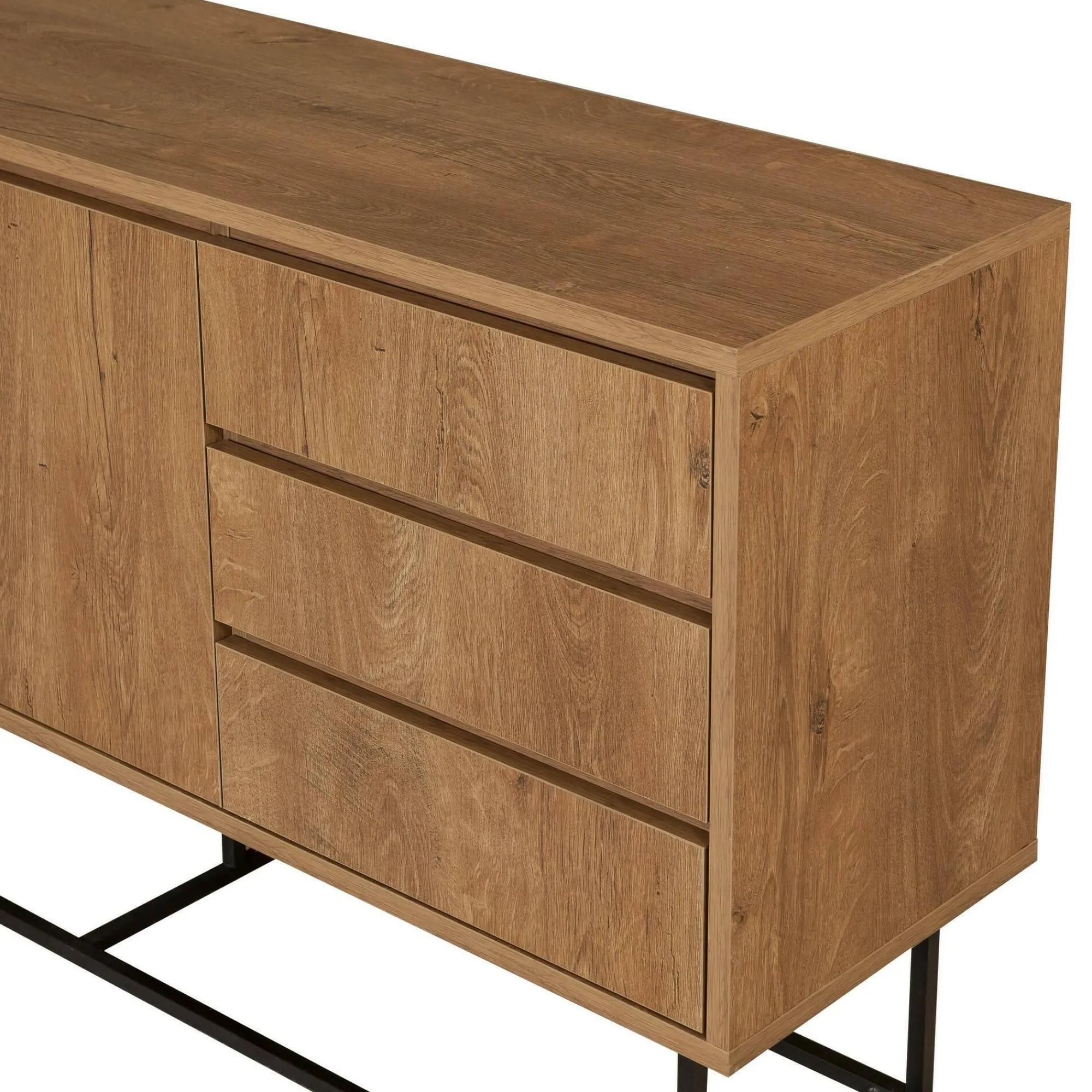 Credenza Kuwait, 140x36h72 cm, Noce e Nero<Dmora Best Sale