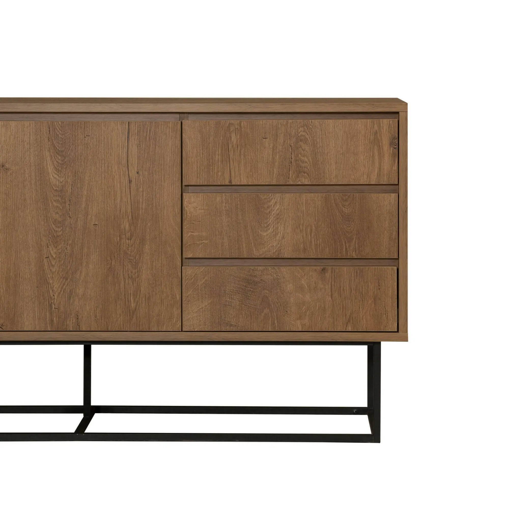 Credenza Kuwait, 140x36h72 cm, Noce e Nero<Dmora Best Sale