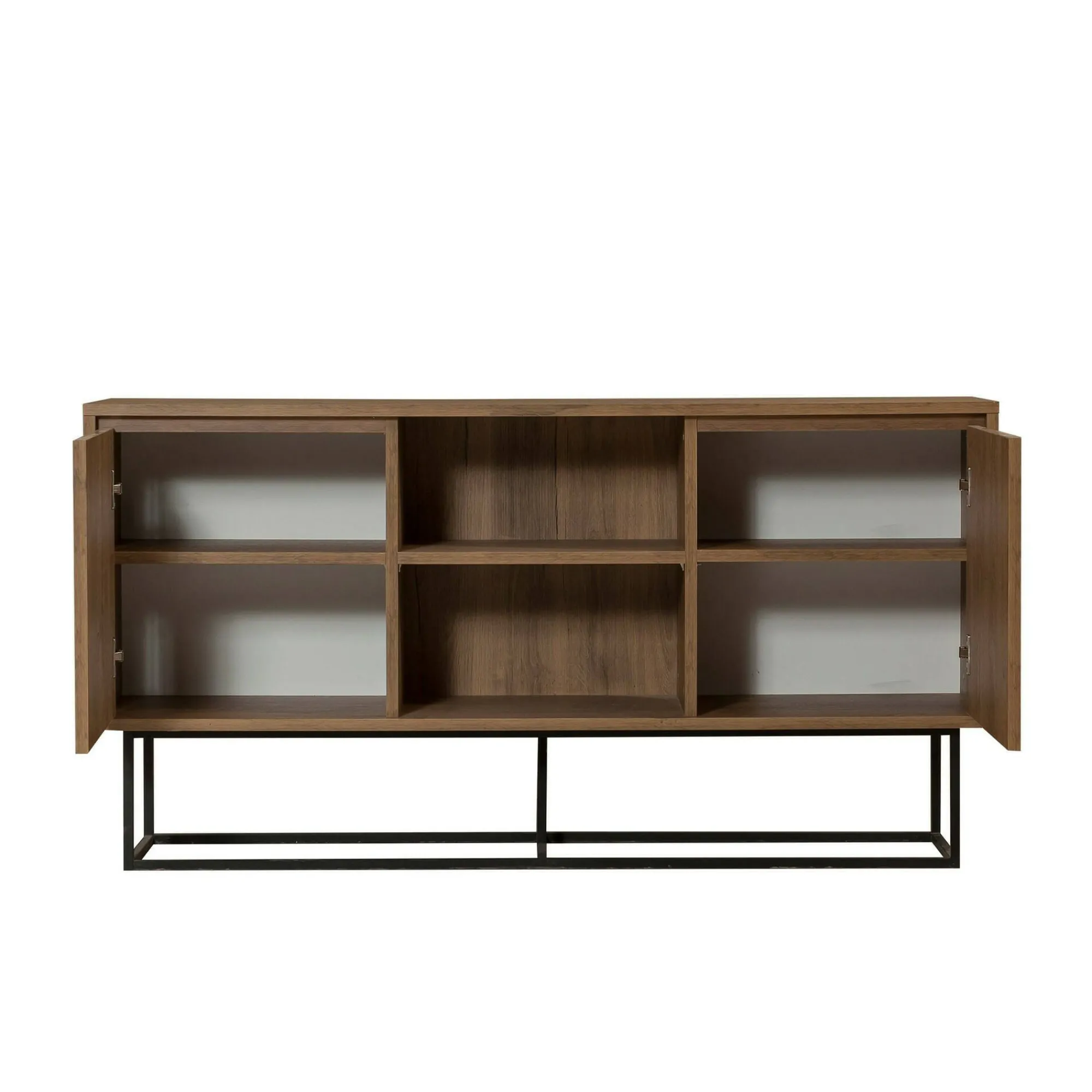Credenza Levante, 140x36h72 cm, Noce e Nero<Dmora Sale