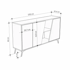 Credenza Margravi, 150x36 h82 cm, Quercia e Bianco<Dmora Online