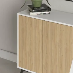 Credenza Margravi, 150x36 h82 cm, Quercia e Bianco<Dmora Online