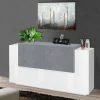 Credenza Muscari, cm 160x45h86, Bianco lucido e Cemento<Dmora Cheap