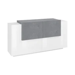 Credenza Muscari, cm 160x45h86, Bianco lucido e Cemento<Dmora Cheap